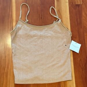 American Eagle Outfitters Light Brown Pointelle Spaghetti Strap Tank Top